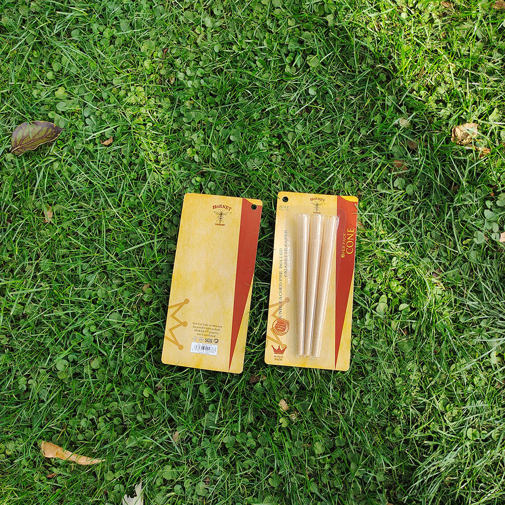HORNET King Size Pre Rolled Cones, Natural Rolling Cones, Slow Burning Pre Rolled Rolling Paper, 6 PCS / Pack 24 Packs / Box