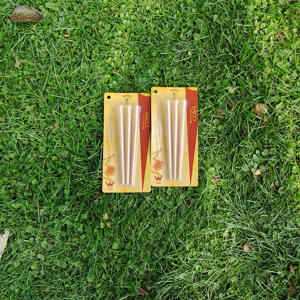 HORNET King Size Pre Rolled Cones, Natural Rolling Cones, Slow Burning Pre Rolled Rolling Paper, 6 PCS / Pack 24 Packs / Box