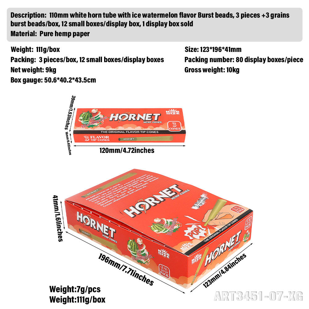 HORNET 110mm white horn tube with watermelon flavor Burst beads 12 small boxes/display box