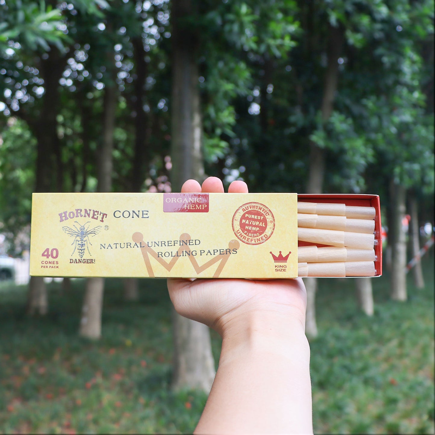 HORNET King Size Brown Pre Rolled Cones, Natural Rolling Cones, Slow Burning Pre Rolled Rolling Paper, 40 PCS / Pack 12 Packs / Box