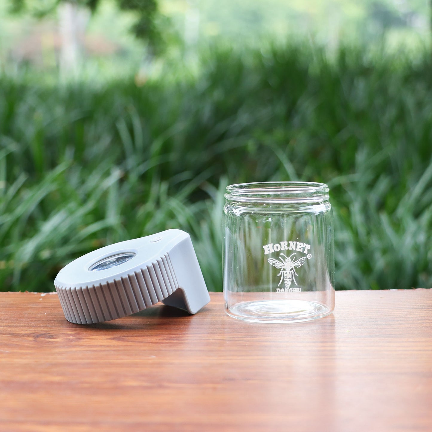 HORNET Light-Up Led Glass Storage Jar, Air Tight & Magnifying View Jar, Grey Color Jar Lid, Rechargeable Glass Jar