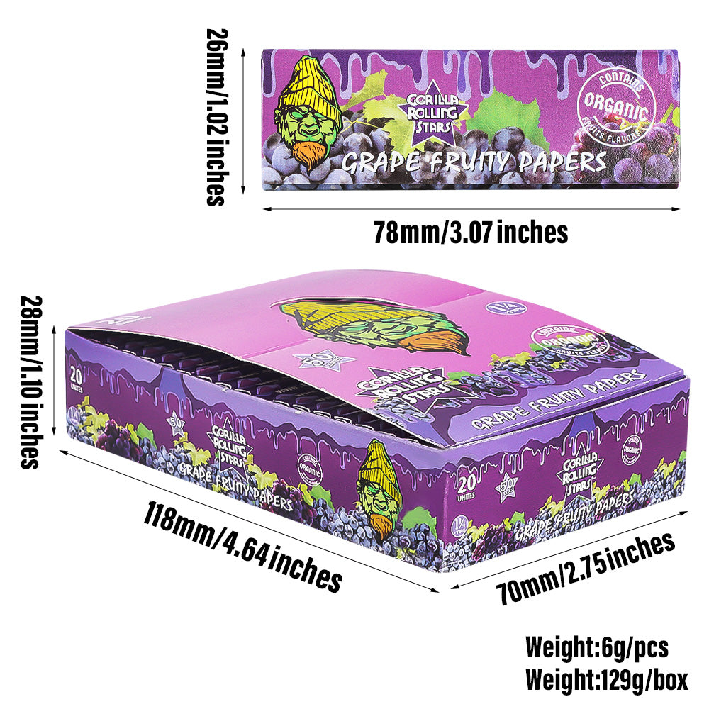 GORILLA ROLLING STARS a box of 20 books a book of 50 grape flavored rolls