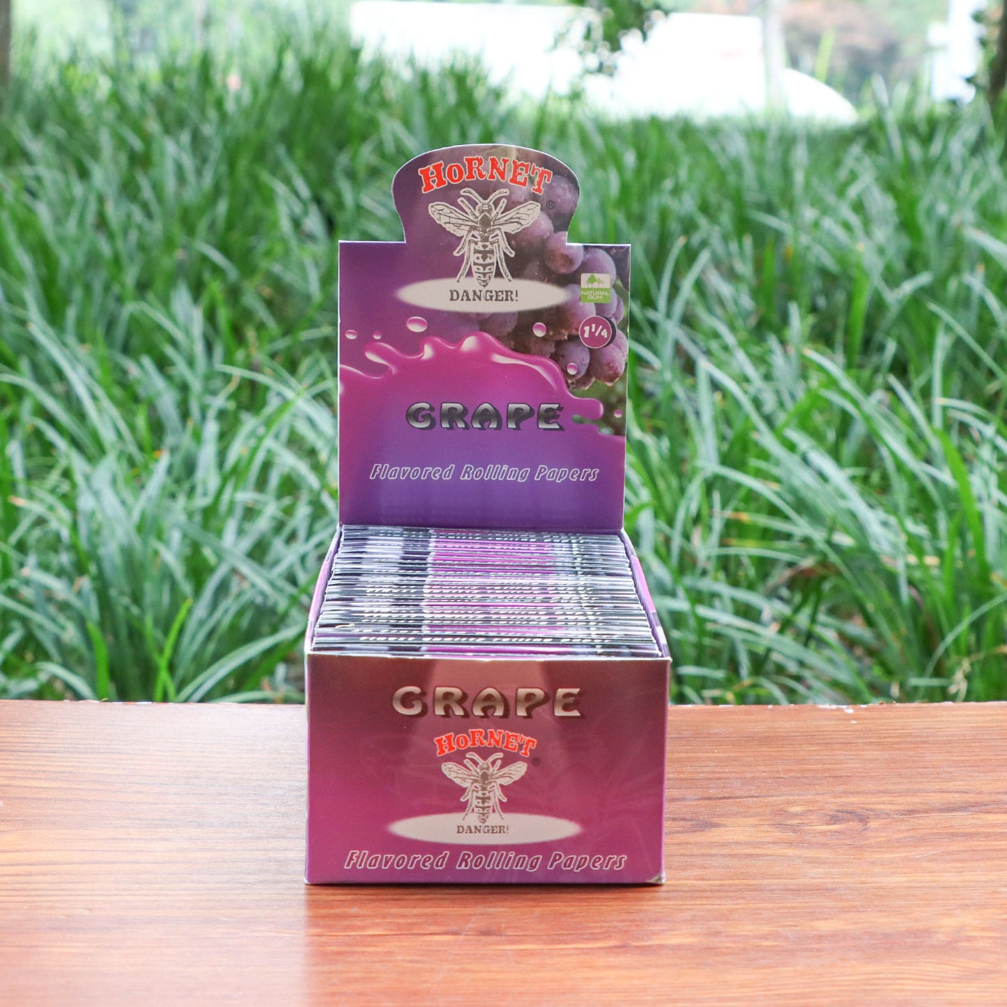 Hornet 1 1/4 Size Grape Flavors Rolling Papers, Slow Burning Rolling Paper, Natural Rolling Paper, 50 Piece / Pack 50 Pack / Box