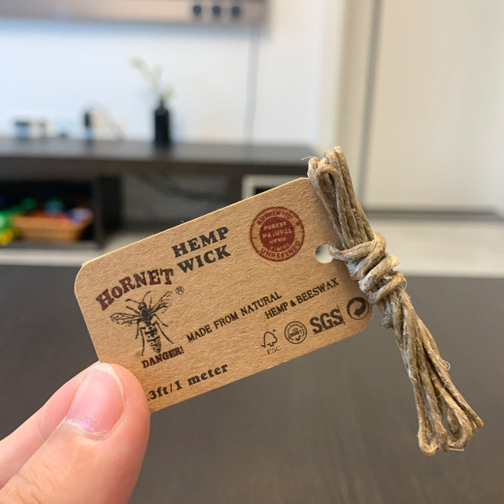 HORNET Organic Beeswax Hemp Wick, Easy Lighting Hemp Wick Rolls & No Dripping, 1 m Hemp Wicks, 60 Packs / Box