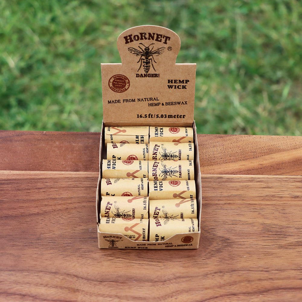 HORNET Pure Beeswax Hemp Wick, 16.5 ft Size Line Hemp Wick Rolls, 12 Rolls / Box
