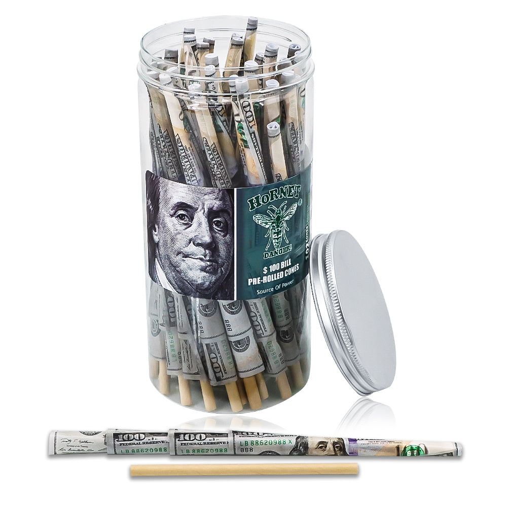 HORNET Dollar Design Pre Rolled Cones, King Size Pre Rolled Rolling Paper With Tips, Slow Burning Rolling Cones, 102 PCS