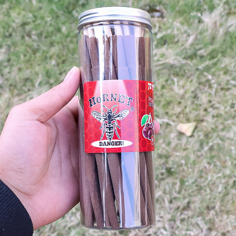 HORNET Cherry Flavored Brown Pre Rolled Cones, King Size Pre Rolled Rolling Paper with tips, Slow Burning Rolling Cones & load, 72 PCS / Jar