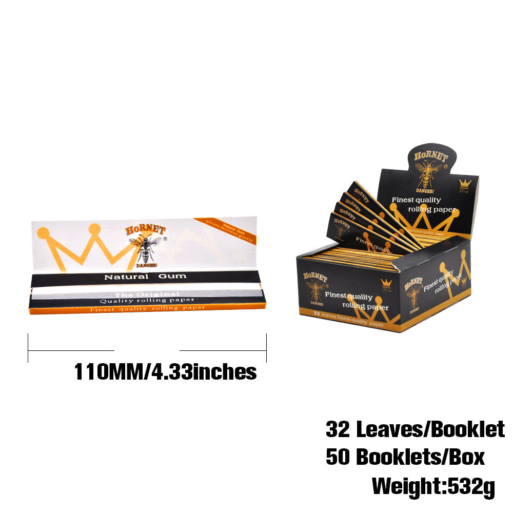 HORNET King Size Slim Cigarette Rolling Papers, Organic Natural Rolling Paper, White Rolling Papers, 32 Piece / Pack 50 Pack / Box