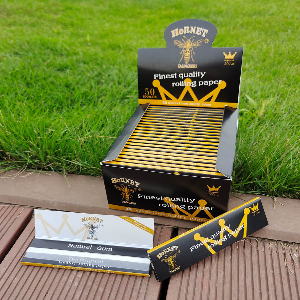HORNET King Size Slim Cigarette Rolling Papers, Organic Natural Rolling Paper, White Rolling Papers, 32 Piece / Pack 50 Pack / Box