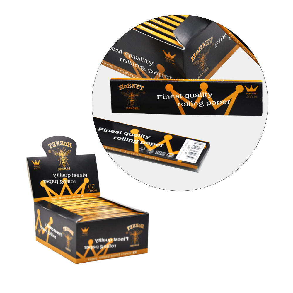 HORNET King Size Slim Cigarette Rolling Papers, Organic Natural Rolling Paper, White Rolling Papers, 32 Piece / Pack 50 Pack / Box