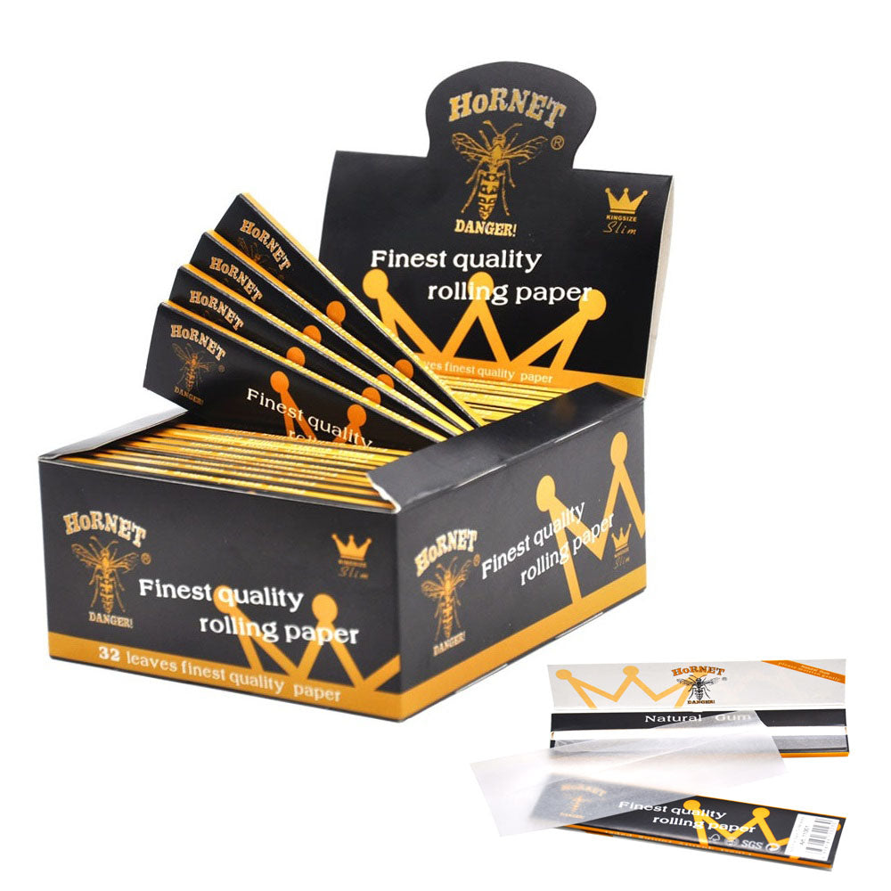 HORNET King Size Slim Cigarette Rolling Papers, Organic Natural Rolling Paper, White Rolling Papers, 32 Piece / Pack 50 Pack / Box
