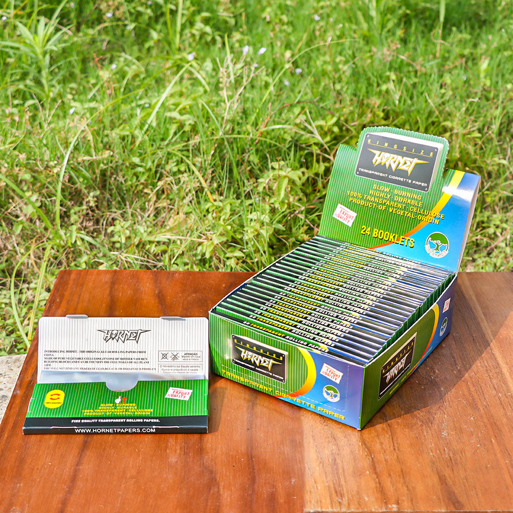 HORNET Silvery Transparent Cellulose Rolling Papers, King Size Clear Rolling Paper, 50 Pieces / Pack 24 Packs / Box