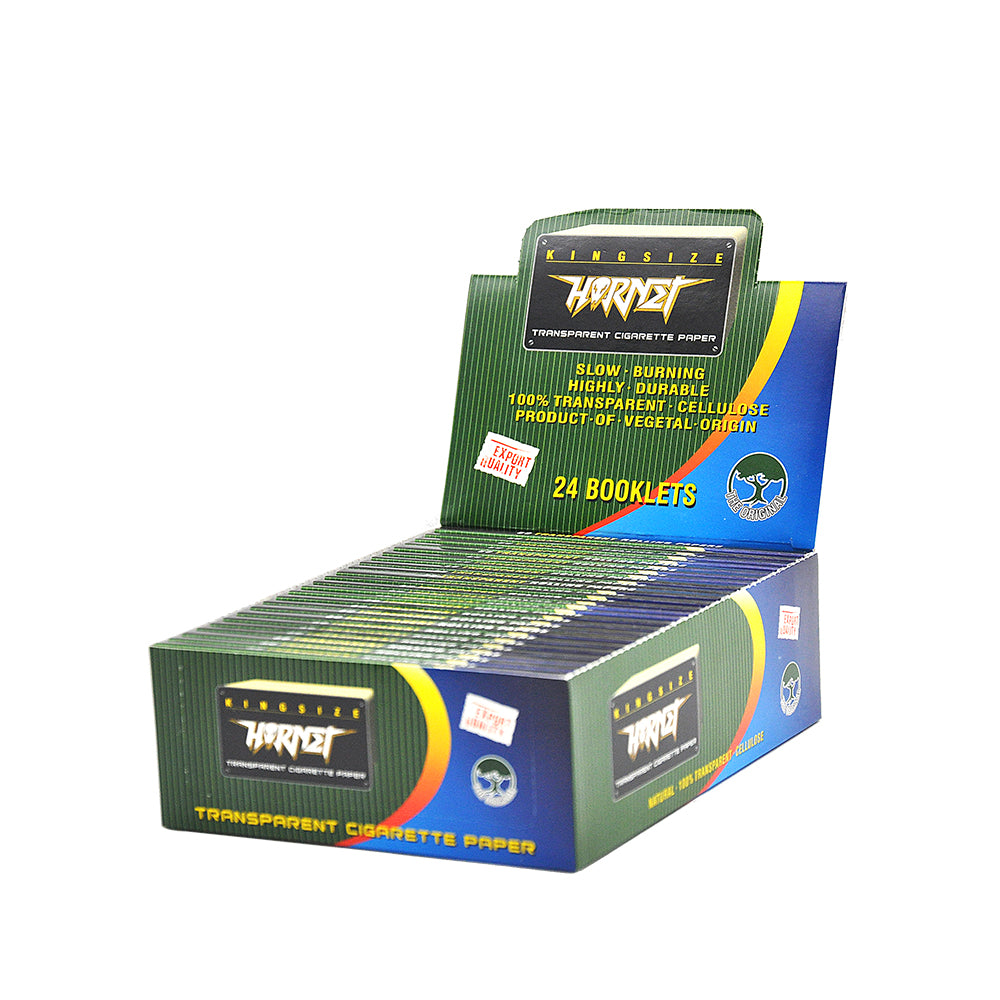 HORNET Silvery Transparent Cellulose Rolling Papers, King Size Clear Rolling Paper, 50 Pieces / Pack 24 Packs / Box