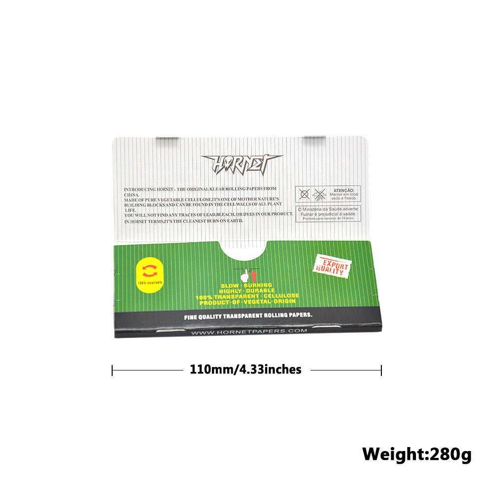 HORNET Silvery Transparent Cellulose Rolling Papers, King Size Clear Rolling Paper, 50 Pieces / Pack 24 Packs / Box
