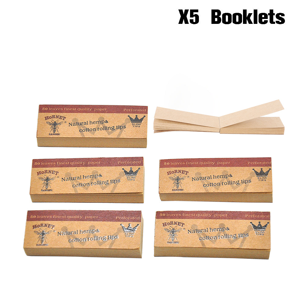 HORNET Natural Organic Rolling Tip, Brown Slim Rolling Tips, 50 Tips / Pack 50 Pack / Box