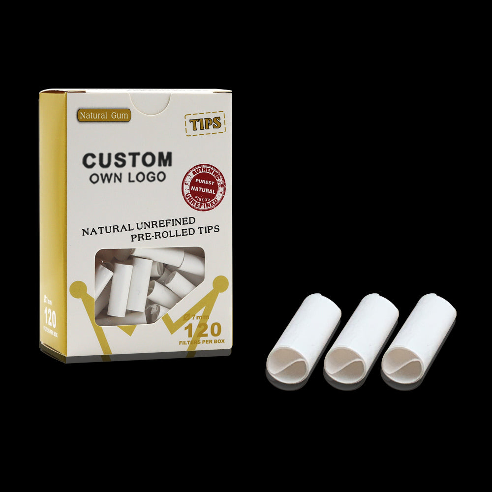 HORNET Ø 7 Pre Rolled Tips, White Natural Original Tips, 120 Tips / Pack 12 Packs / Box