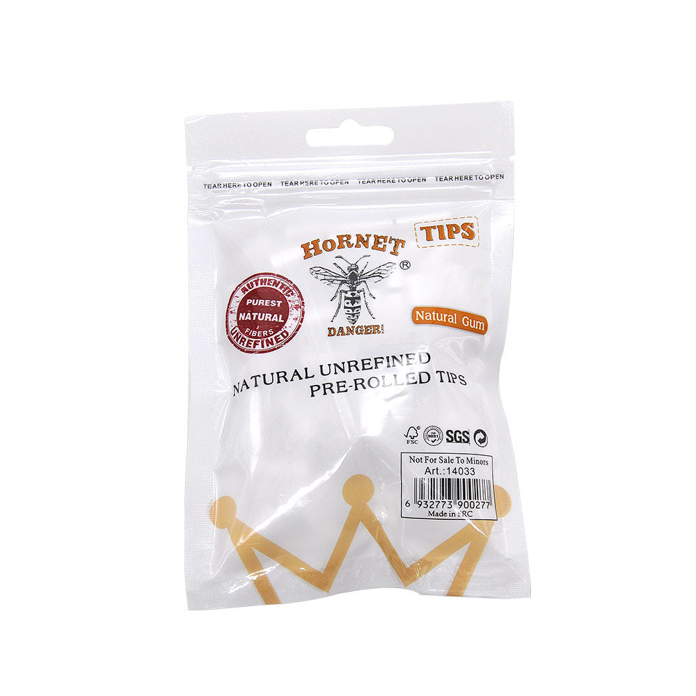 HORNET Ø 6 Slim Pre Rolled Tips, White Organic Cigarette Rolling Tips, 120 Tips / Pack