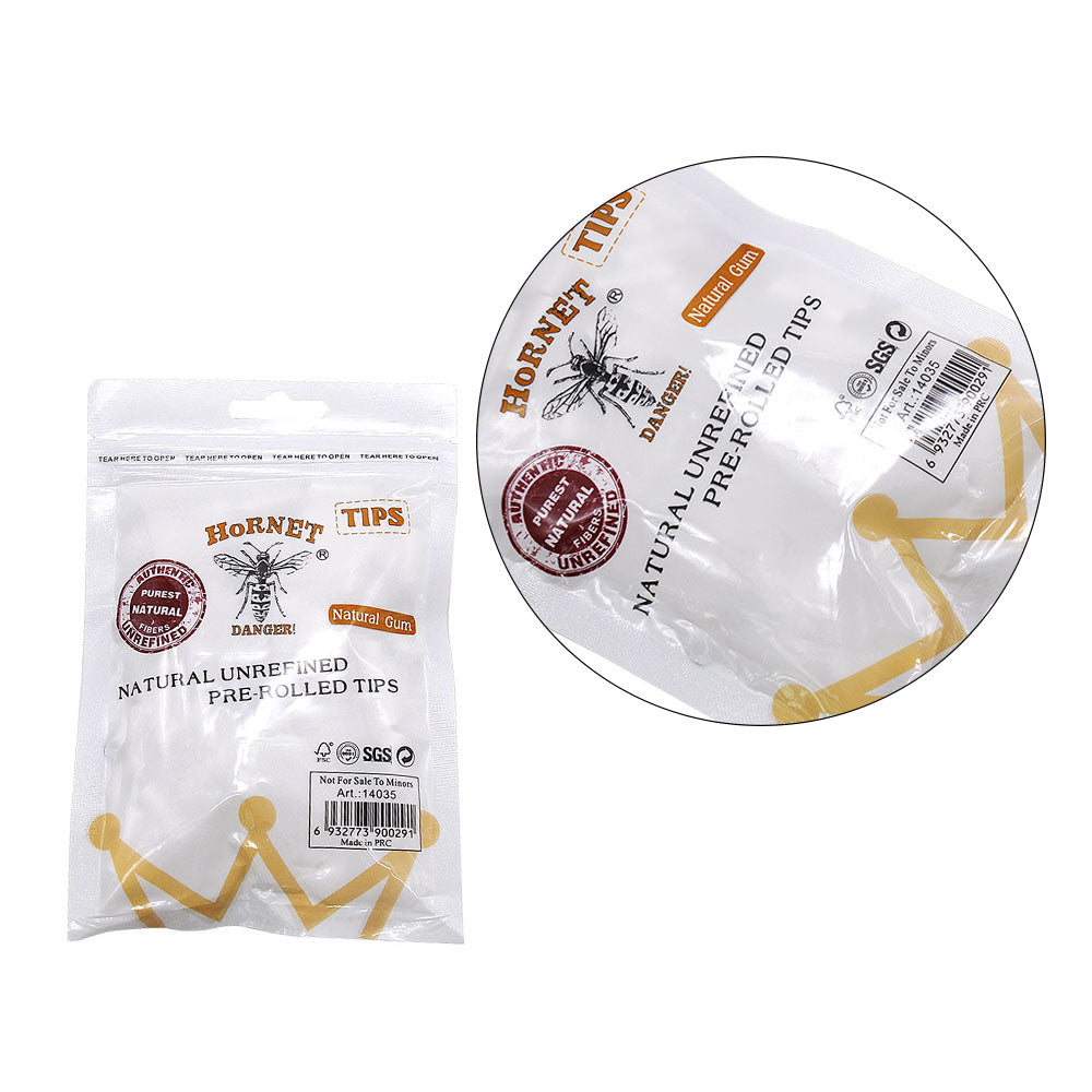 HORNET Ø 5 Pre Rolled Tips, White Organic Cigarette Rolling Tips, 150 Tips / Pack