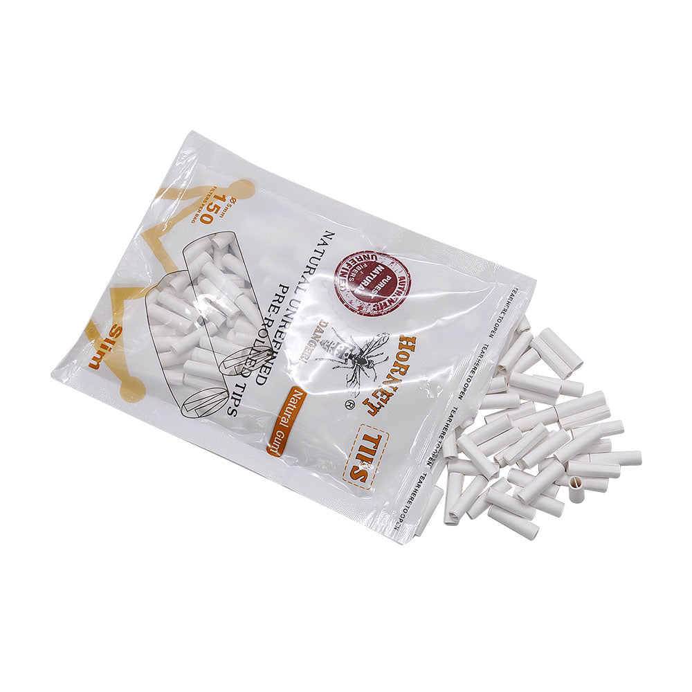 HORNET Ø 5 Pre Rolled Tips, White Organic Cigarette Rolling Tips, 150 Tips / Pack