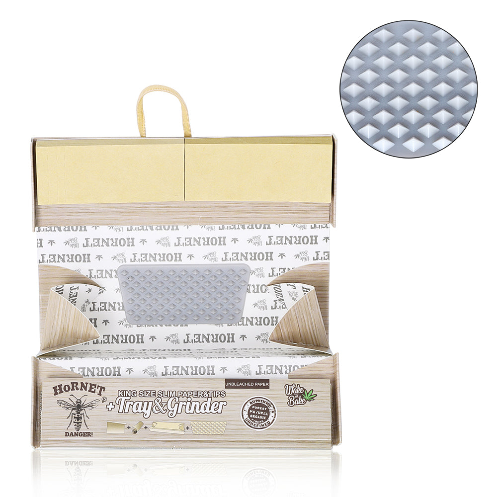 HORNET King Size Rolling Paper With Rolling Tips, Ultra Thin Natural Rolling Papers & Grinder, Brown Package Kit, 50 PCS / Pack 16 Pack / Box