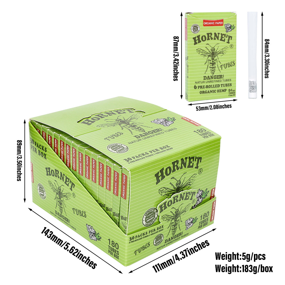 HORNET 84 mm Pre Rolled Cones, Natural Rolling Cones, Slow Burning Pre Rolled Rolling Paper, 6 PCS / Pack 30 Packs / Box