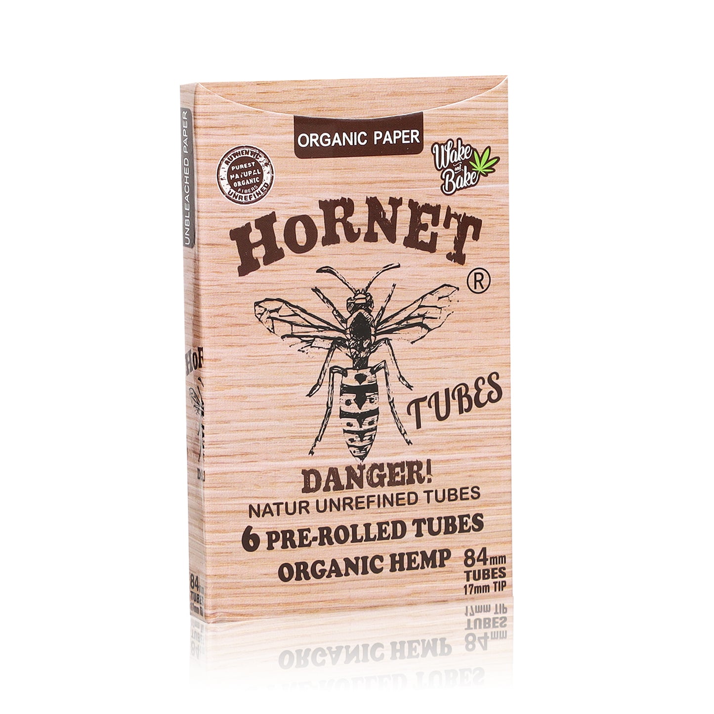 HORNET 84 mm Brown Pre Rolled Cones, Natural Rolling Cones, Slow Burning Pre Rolled Rolling Paper, 6 PCS / Pack 30 Packs / Box