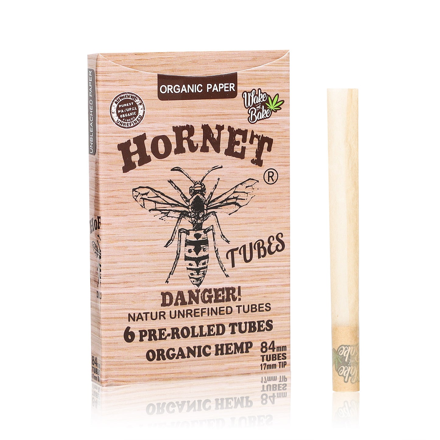 HORNET 84 mm Brown Pre Rolled Cones, Natural Rolling Cones, Slow Burning Pre Rolled Rolling Paper, 6 PCS / Pack 30 Packs / Box