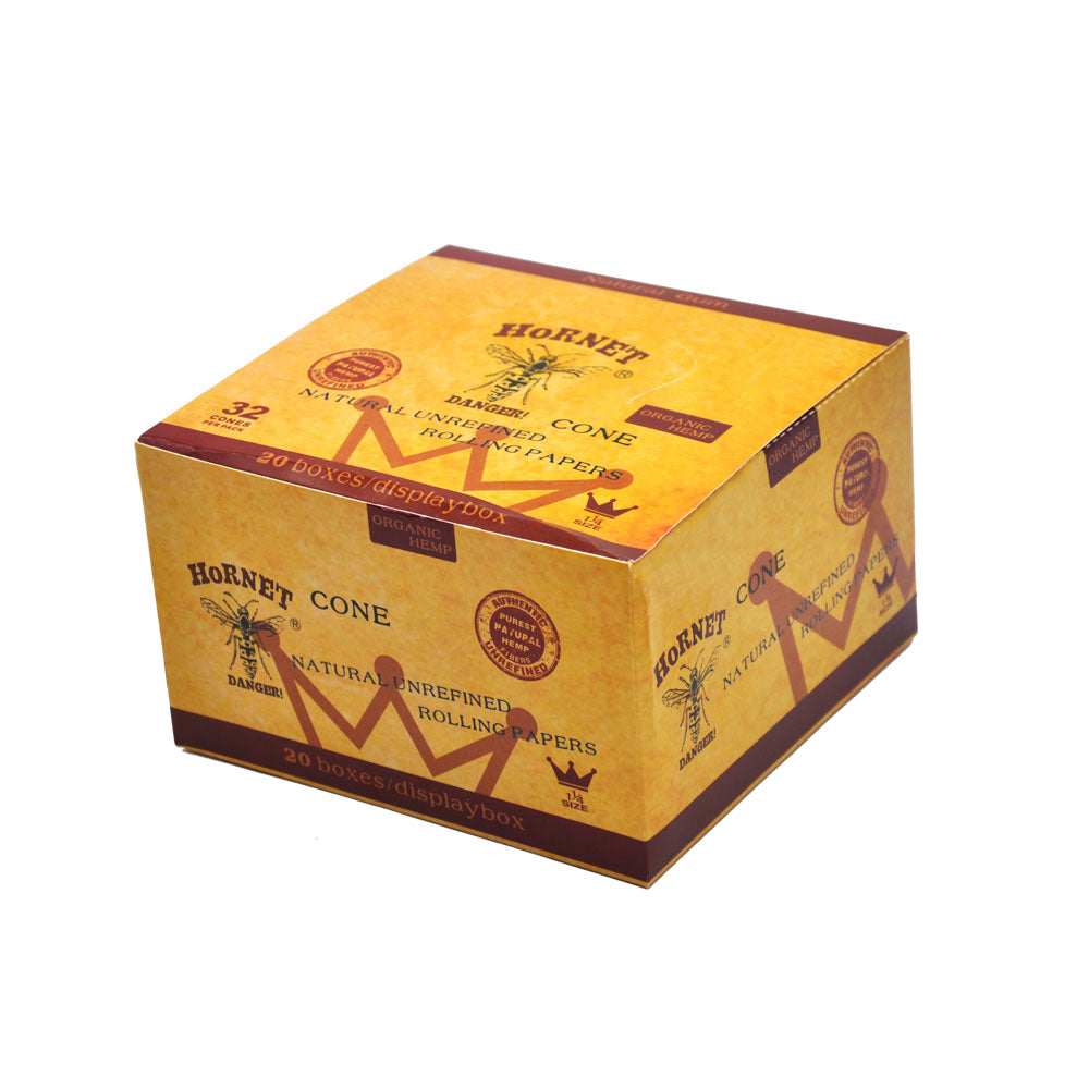 HORNET 1 1/4 Size Pre Rolled Cones, Natural Rolling Cones, Slow Burning Pre Rolled Rolling Paper, 32 PCS / Pack 20 Packs / Box