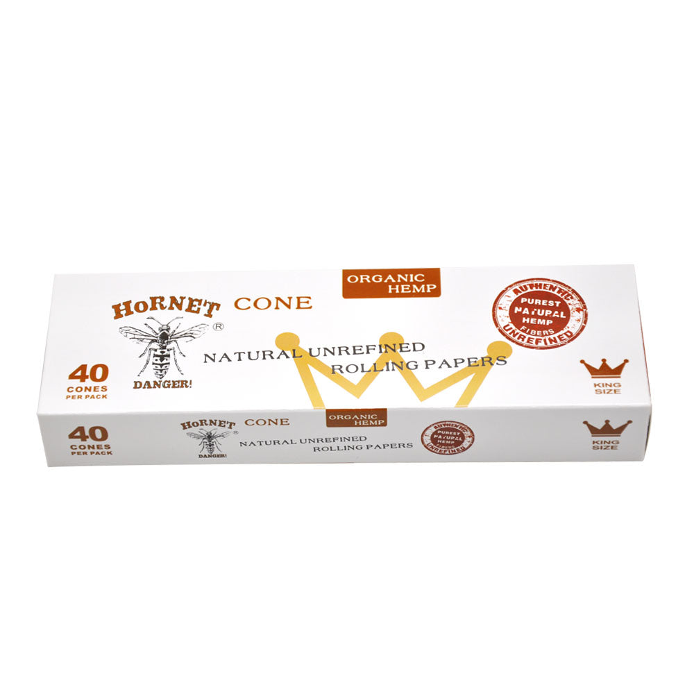 HORNET King Size White Pre Rolled Cones, Natural Rolling Cones, Slow Burning Pre Rolled Rolling Paper, 40 PCS / Pack 12 Packs / Box