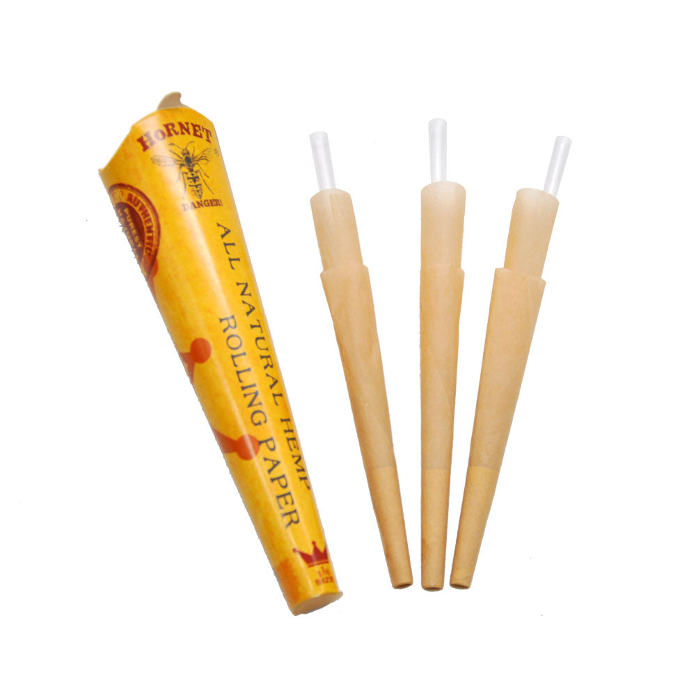 HORNET 1 1/4 Size Pre Rolled Cones, Natural Rolling Cones, Slow Burning Pre Rolled Rolling Paper, 6 PCS / Pack 24 Packs / Box