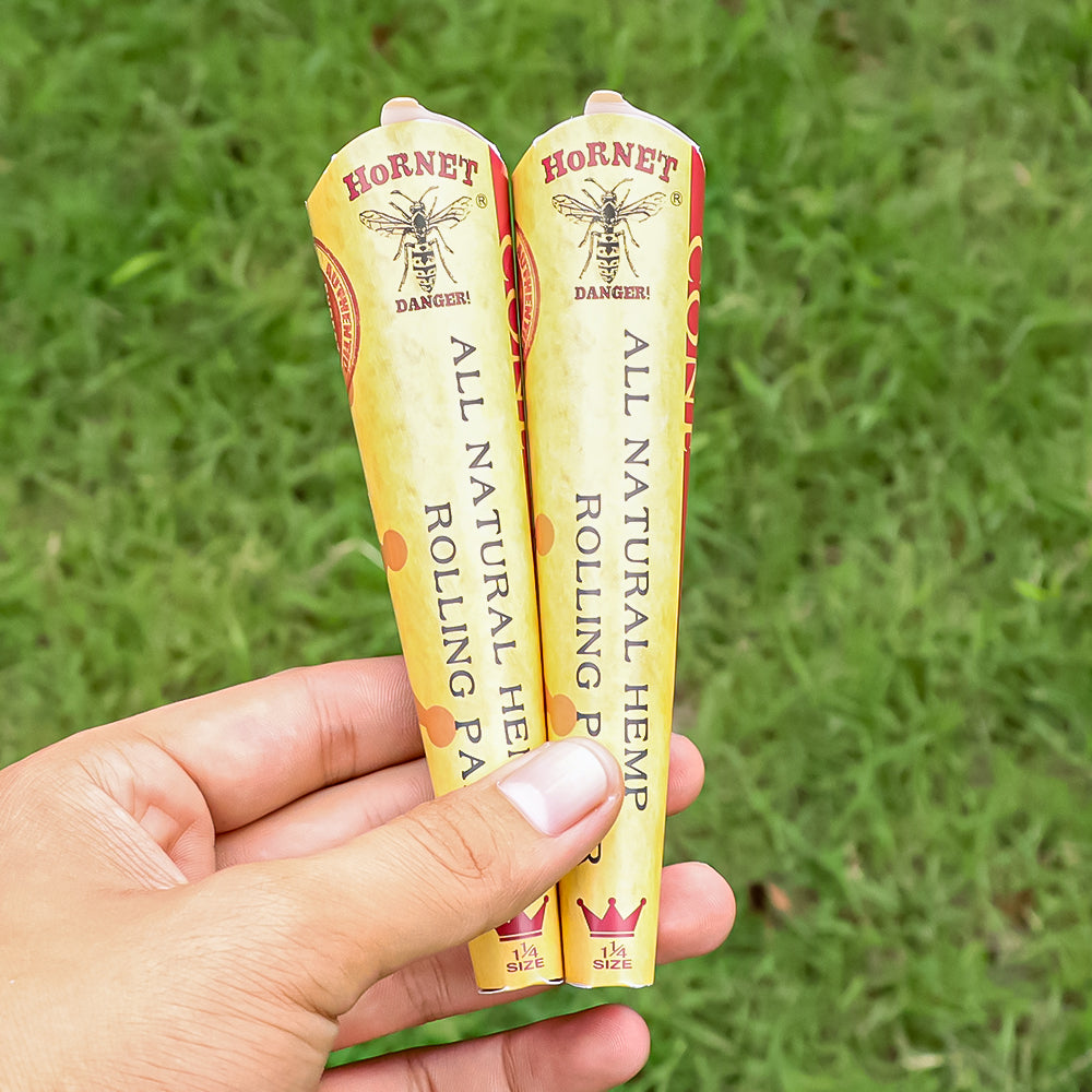 HORNET King Size Pre Rolled Cones, Natural Rolling Cones, Slow Burning Pre Rolled Rolling Paper, 3 PCS / Pack 24 Packs / Box