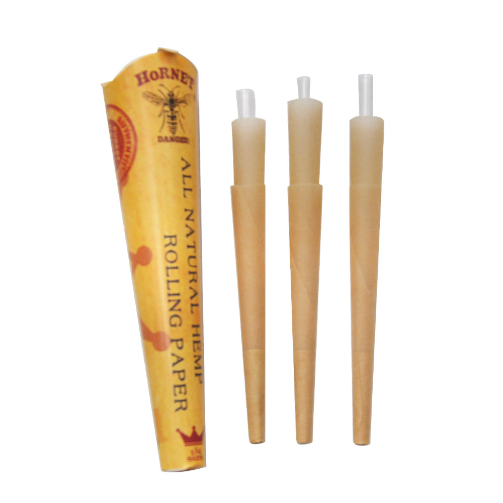 HORNET King Size Pre Rolled Cones, Natural Rolling Cones, Slow Burning Pre Rolled Rolling Paper, 3 PCS / Pack 24 Packs / Box