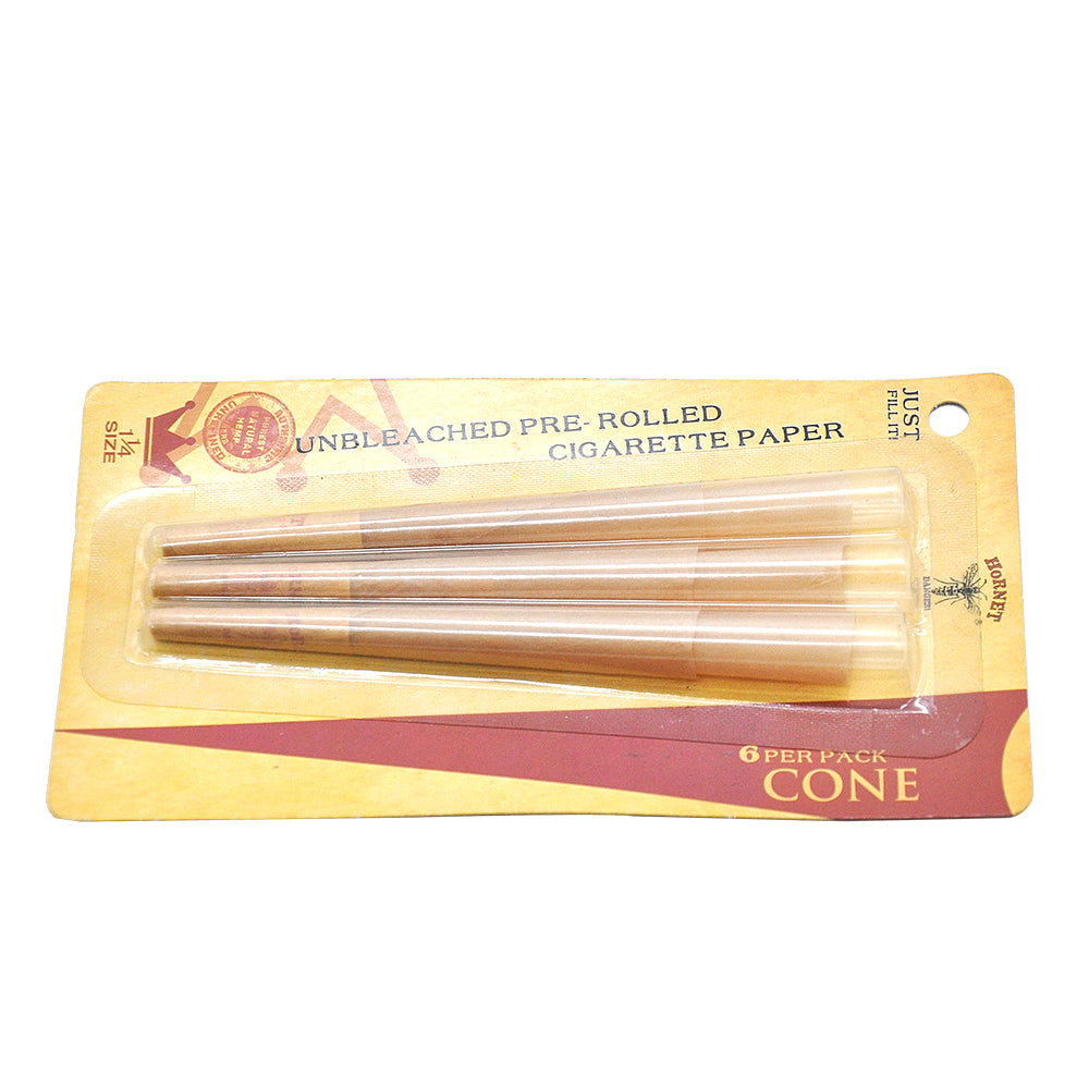 HORNET 1 1/4 Size Pre Rolled Cones, Natural Rolling Cones, Slow Burning Pre Rolled Rolling Paper, 6 PCS / Pack 24 Packs / Box