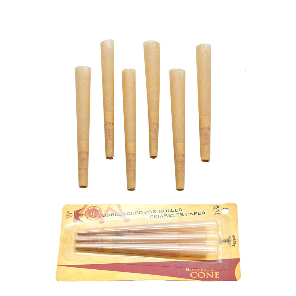 HORNET 1 1/4 Size Pre Rolled Cones, Natural Rolling Cones, Slow Burning Pre Rolled Rolling Paper, 6 PCS / Pack 24 Packs / Box