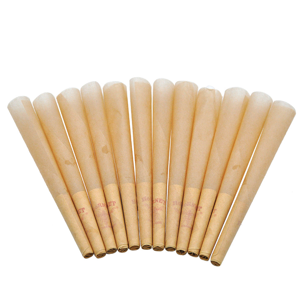 HORNET 1 1/4 Size Pre Rolled Cones, Natural Rolling Cones, Slow Burning Pre Rolled Rolling Paper, 12 PCS / Pack 24 Packs / Box