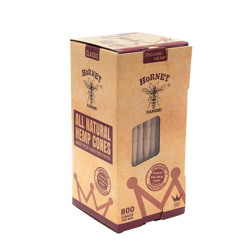 HORNET King Size Brown Pre Rolled Cones, Organic Pre Rolled Rolling Paper With Tips, Slow Burning Pre Rolled Cones, 800 PCS / Box
