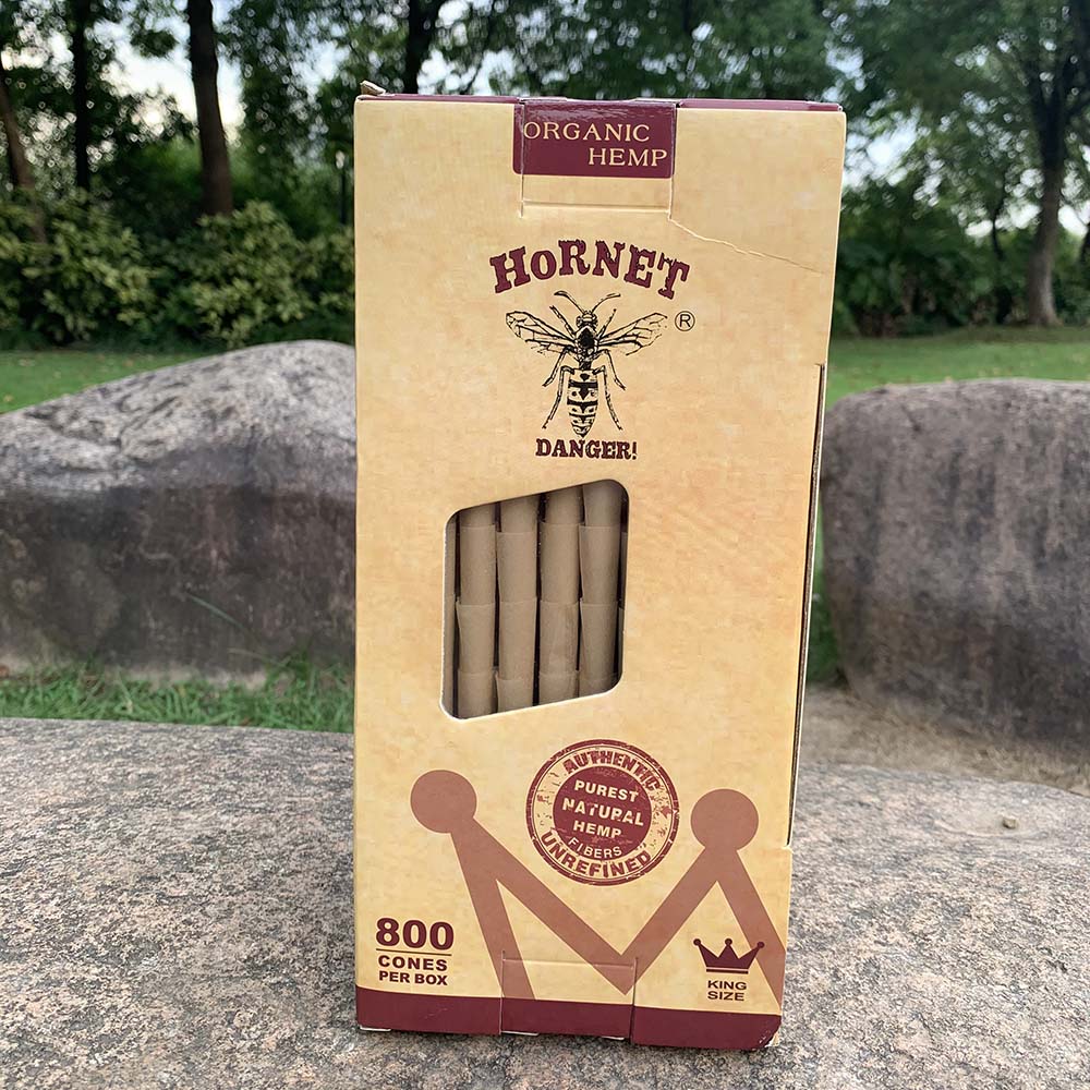 HORNET King Size Brown Pre Rolled Cones, Organic Pre Rolled Rolling Paper With Tips, Slow Burning Pre Rolled Cones, 800 PCS / Box