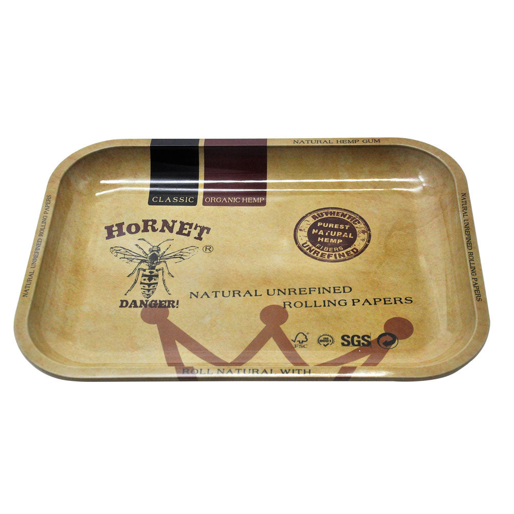 HORNET Tinplate Rolling Tray, 12” x 8.8” Cigarette Rolling Tray, Smooth Rounded Edge Rolling Paper Tray