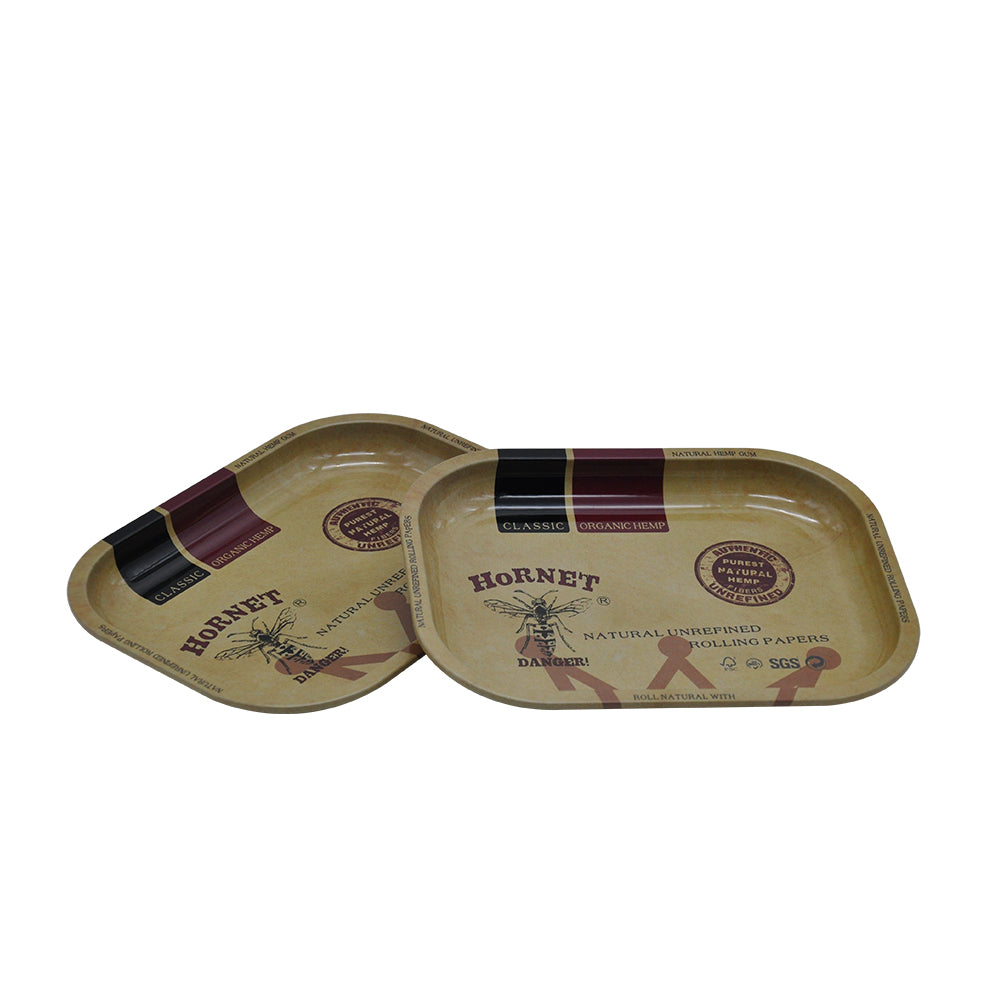 HORNET Tinplate Rolling Tray, 7” x 5” Cigarette Rolling Tray, Portable Rolling Paper Tray