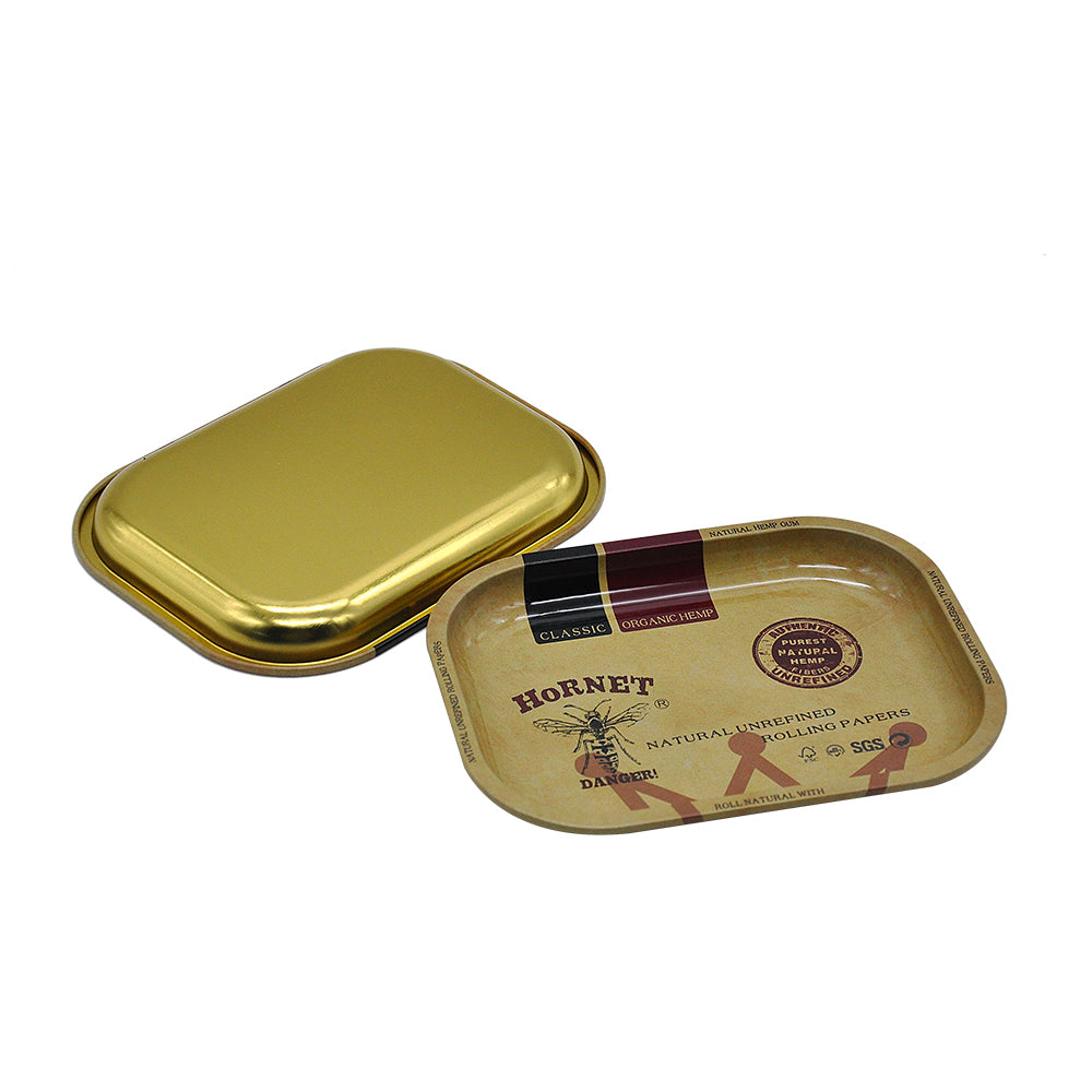 HORNET Tinplate Rolling Tray, 7” x 5” Cigarette Rolling Tray, Portable Rolling Paper Tray