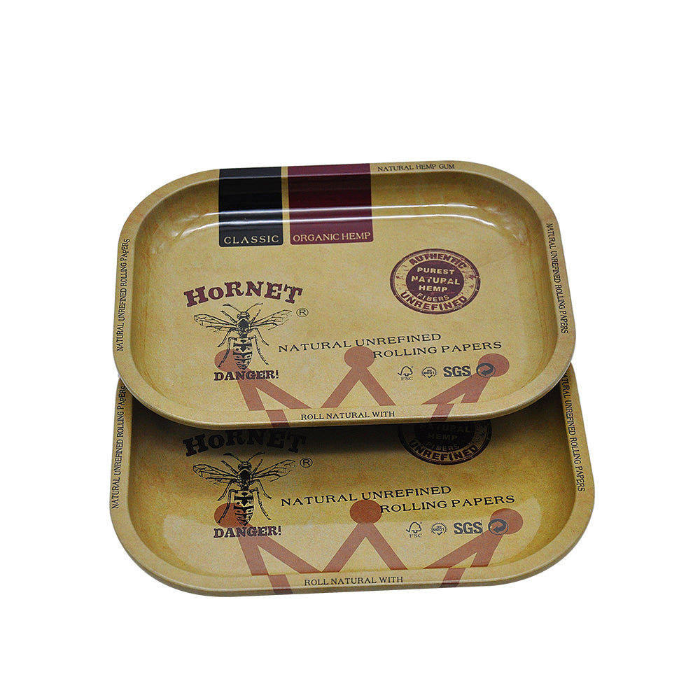 HORNET Tinplate Rolling Tray, 7” x 5” Cigarette Rolling Tray, Portable Rolling Paper Tray