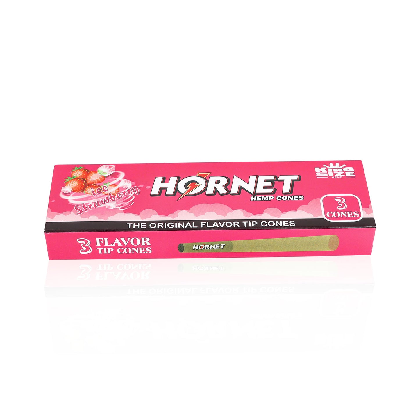 HORNET Strawberry Flavors Pre Rolled Cones With Tips, King Size Pre Rolled Rolling Paper & Flavored Pop, 3 PCS / Pack 12 Pack / Box