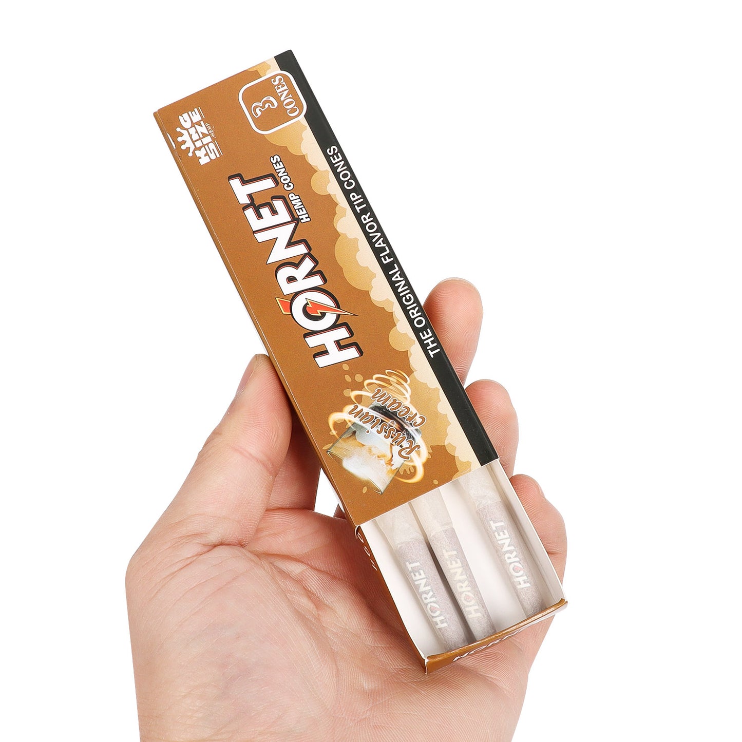 HORNET Russia Cream Flavors Pre Rolled Cones With Tips, King Size Pre Rolled Rolling Paper & Flavored Pop, 3 PCS / Pack 12 Pack / Box