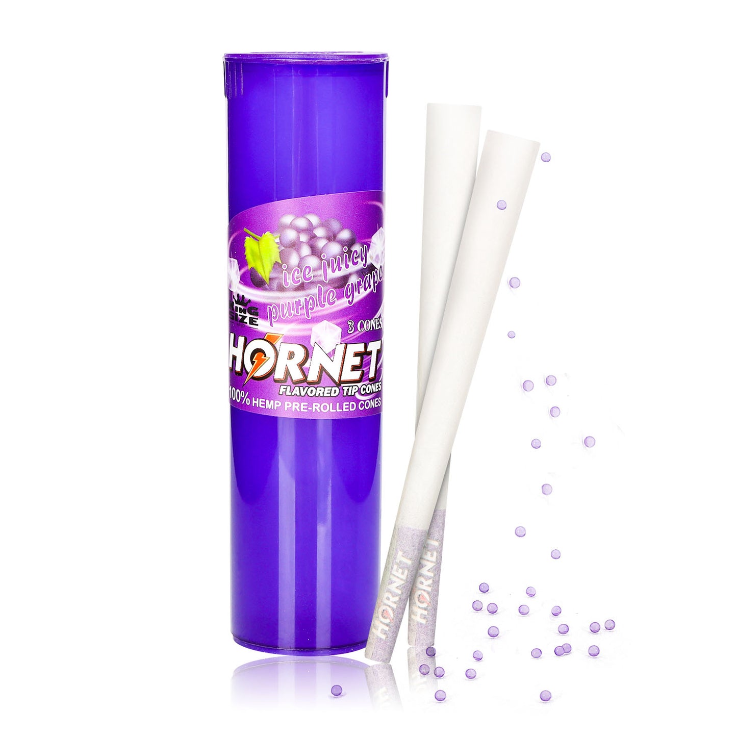 HORNET Grape Flavors Pre Rolled Cones, King Size Pre Rolled Rolling Paper With Tips, Slow Burning Rolling Cones & Flavored Pop, 3 PCS / Tube, 12 Tubes / Box
