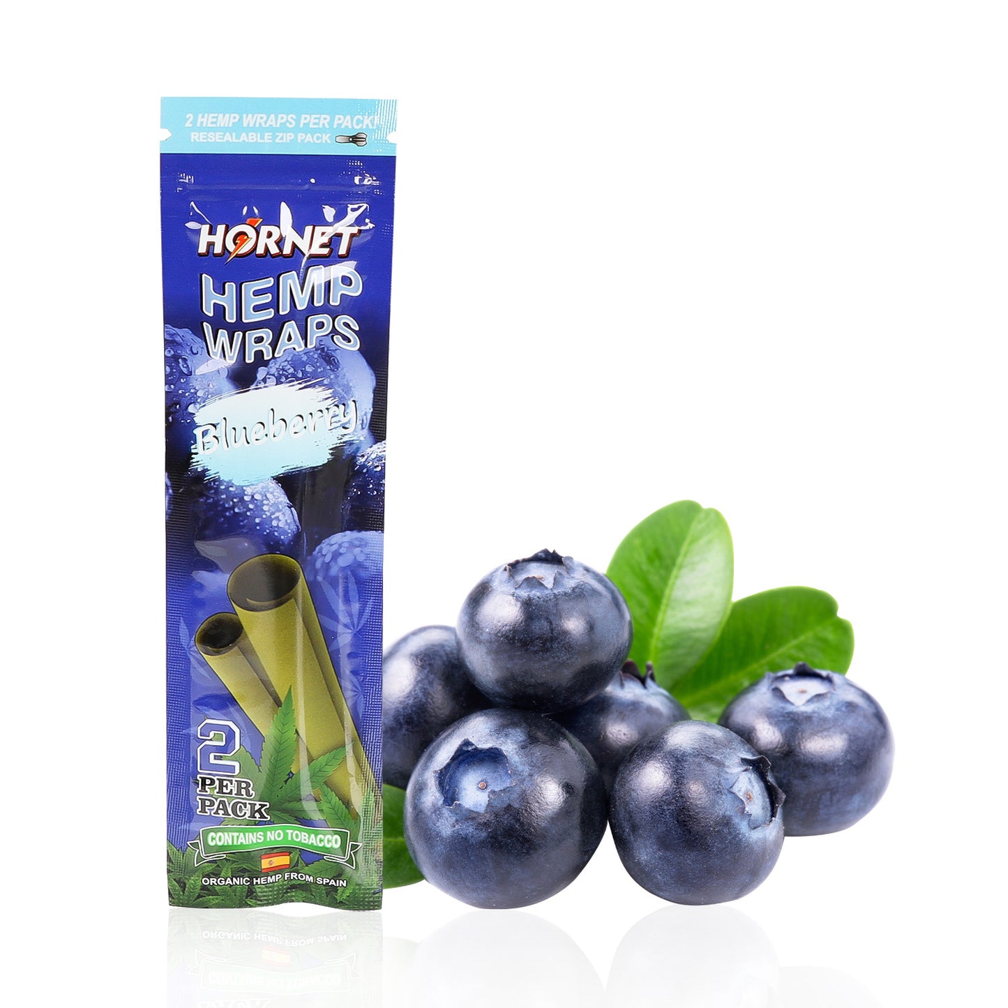 Hornet Blueberry Flavoured Hemp Blunt Wraps 30 Hemp Wraps Per Box