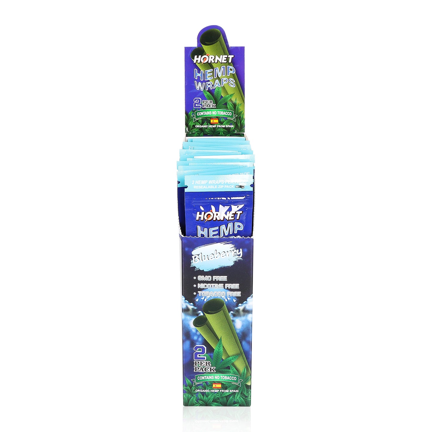 Hornet Blueberry Flavoured Hemp Blunt Wraps 30 Hemp Wraps Per Box