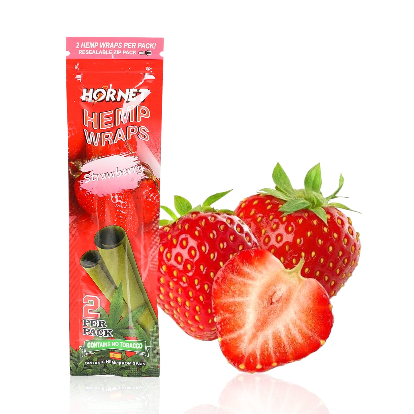 Hornet Strawberry Flavoured Hemp Blunt Wraps 30 Hemp Wraps Per Box