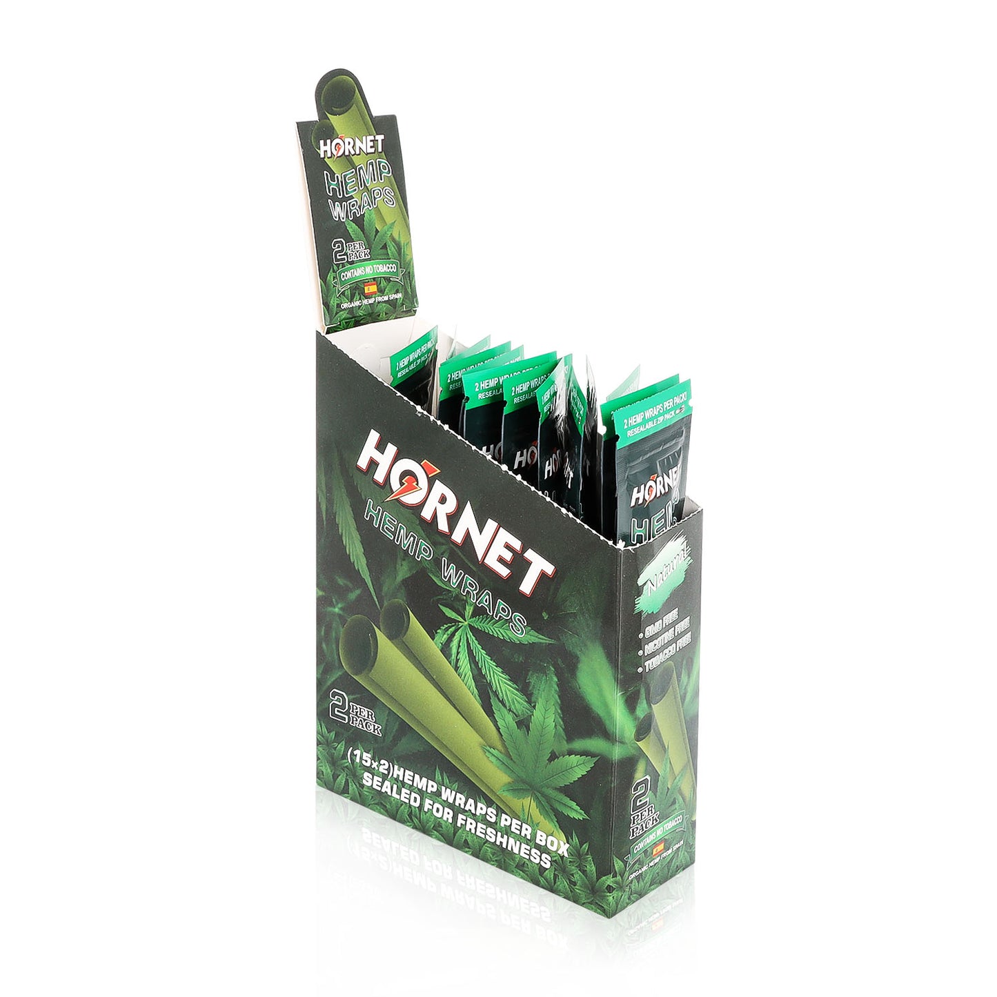 Hornet Organic Flavoured Hemp Blunt Wraps 30 Hemp Wraps Per Box