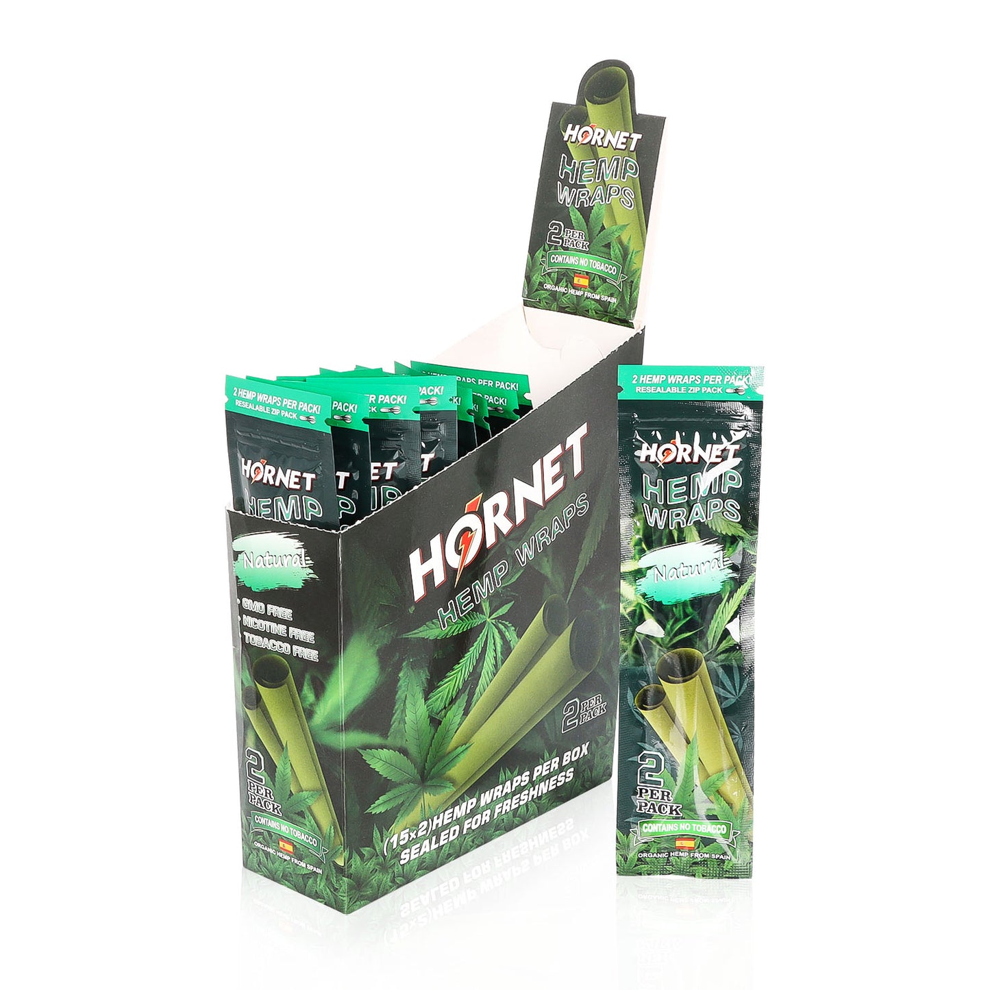 Hornet Organic Flavoured Hemp Blunt Wraps 30 Hemp Wraps Per Box
