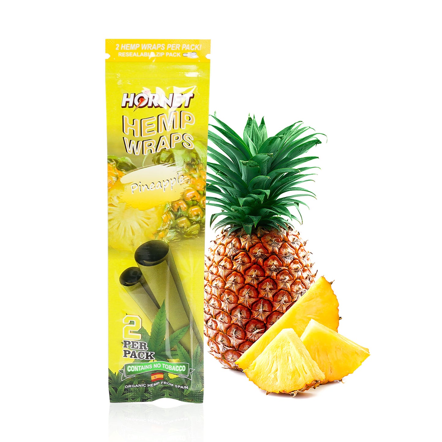 Hornet Pineapple Flavoured Hemp Blunt Wraps 30 Hemp Wraps Per Box